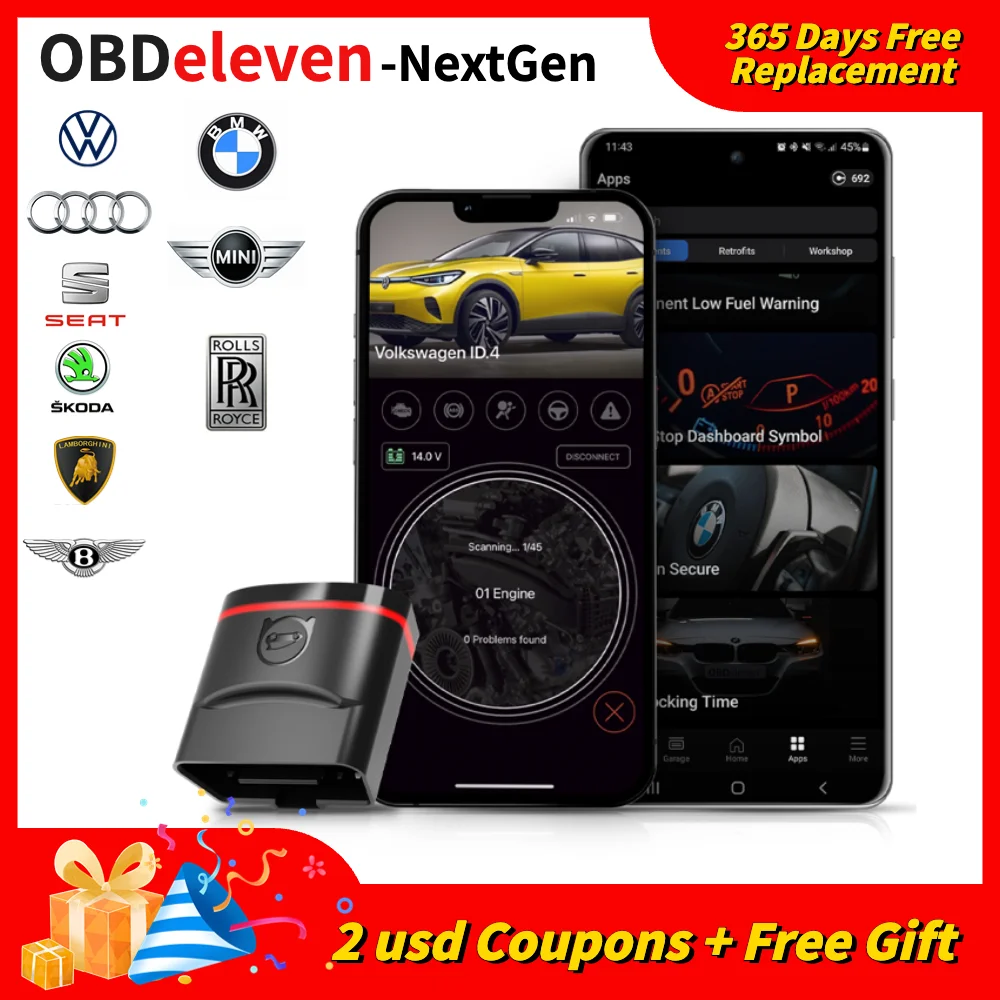 100% Nextgen OBDeleven Volkswagen OBD11 PRO For Both BMW Group And Audi, Seat, Škoda Lamborghini, Bentley Vehicles IOS & Android
100% Nextgen OBDeleven Volkswagen OBD11 PRO For Both BMW Group And Audi, Seat, Škoda Lamborghini, Bentley Vehicles IOS & Android