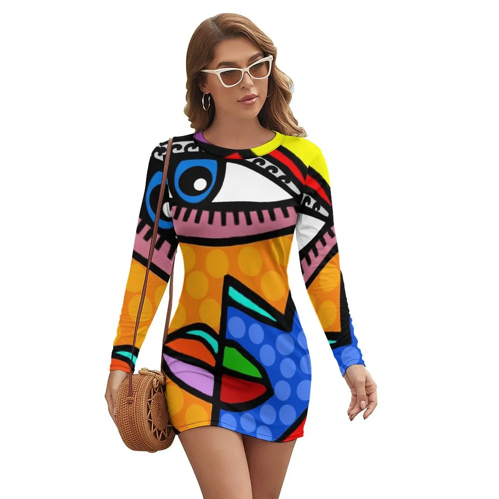 Funky Abstract Style Art Face with Dots and Stripes Long-sleeved Dress elegant women's dresses for wedding Women's dress
Funky Abstract Style Art Face with Dots and Stripes Long-sleeved Dress elegant women's dresses for wedding Women's dress