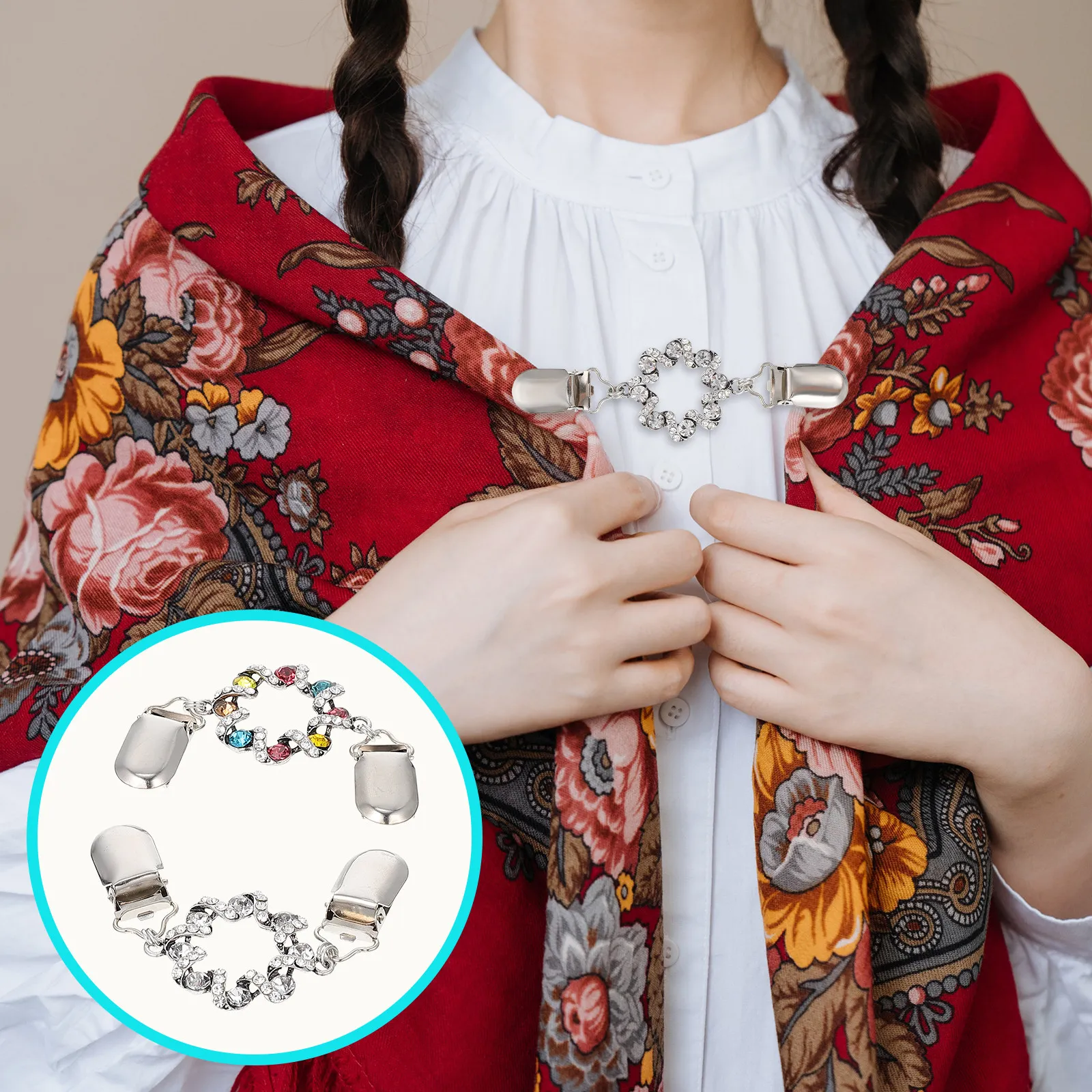 2Pcs Silk Scarf Buckle Metal Dressing Buckle Stylish Scarf Clasp for Shawl Sweater Cardigan Collar Clip Fashion Accessory
2Pcs Silk Scarf Buckle Metal Dressing Buckle Stylish Scarf Clasp for Shawl Sweater Cardigan Collar Clip Fashion Accessory