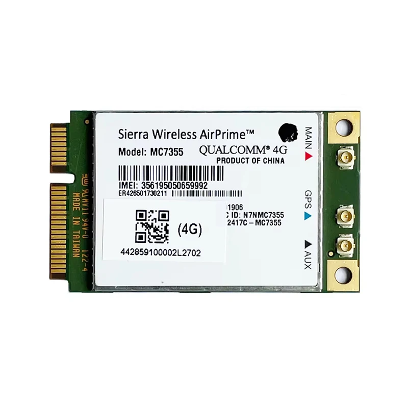 Sierra Wirelss Airprime MC7355 MINI PCIe LTE CAT4 Модуль GPS-приемник 100 Мбит/с 4G WWAN Card
Sierra Wirelss Airprime MC7355 MINI PCIe LTE CAT4 Модуль GPS-приемник 100 Мбит/с 4G WWAN Card