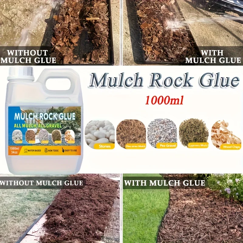1000ml Mulch Rock Glue Outdoor Garden Patio Landscaping Tools Stone Pebbles Gravel Rubber And Wood Secure Adhesive Bonding Agent
1000ml Mulch Rock Glue Outdoor Garden Patio Landscaping Tools Stone Pebbles Gravel Rubber And Wood Secure Adhesive Bonding Agent