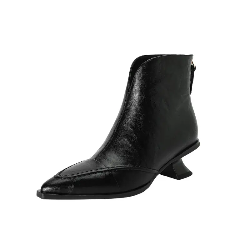 2025 Women Modern Ankle Boots Genuine Leather Pointed Toe Strange Heel Shoes 
2025 Women Modern Ankle Boots Genuine Leather Pointed Toe Strange Heel Shoes