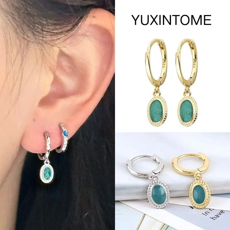 925 Sterling Silver Ear Needle Fashion Green Enamel Earring for Women Fashion Vintage Oval Pendant Hoop Earrings Luxury Jewelry
925 Sterling Silver Ear Needle Fashion Green Enamel Earring for Women Fashion Vintage Oval Pendant Hoop Earrings Luxury Jewelry