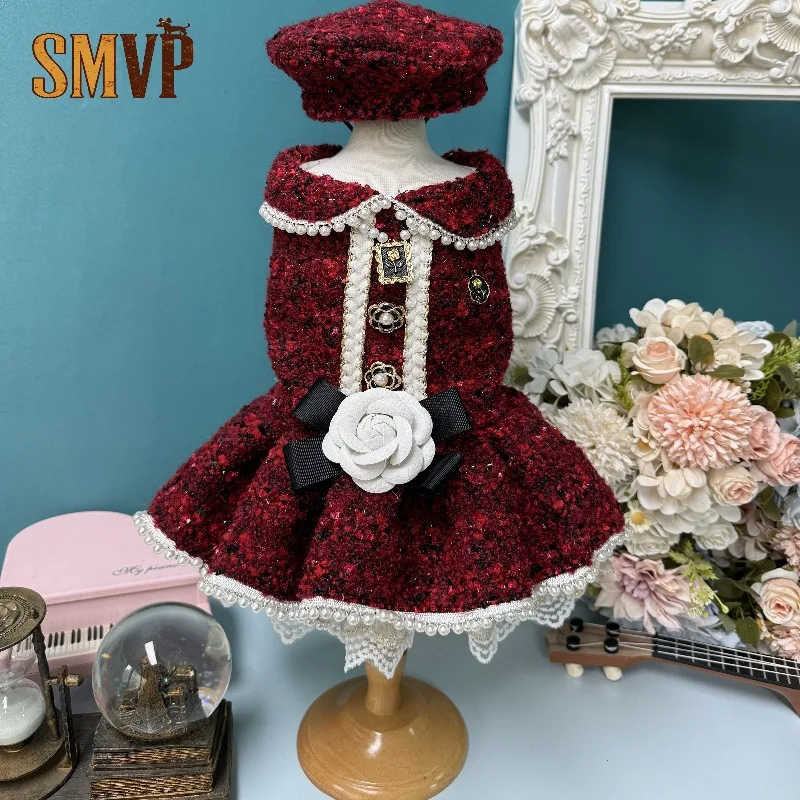 Original Design Burgundy Retro Celebrity Style Dress Tweed Fabric Light Luxury Lolita Atmosphere Kitten Small Dog Dress
Original Design Burgundy Retro Celebrity Style Dress Tweed Fabric Light Luxury Lolita Atmosphere Kitten Small Dog Dress