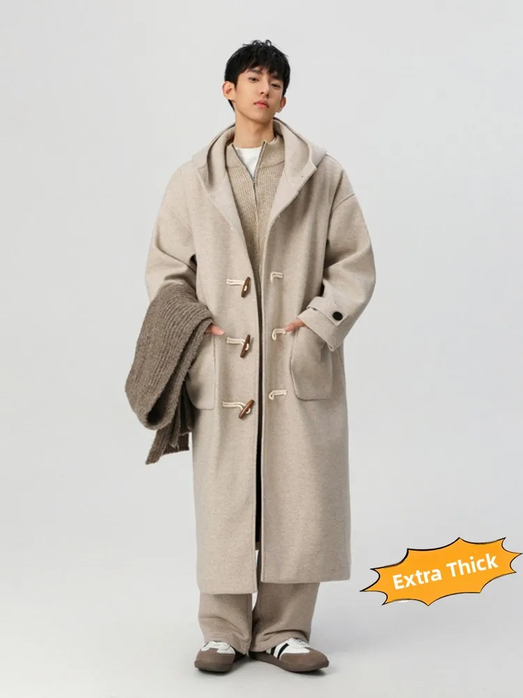 Kolusru Men's Woolen Coat Mid-Length Korean Sle Autumn Winter Faionable Hooded Pea Coat Button Front Casual Outerwear
Kolusru Men's Woolen Coat Mid-Length Korean Sle Autumn Winter Faionable Hooded Pea Coat Button Front Casual Outerwear