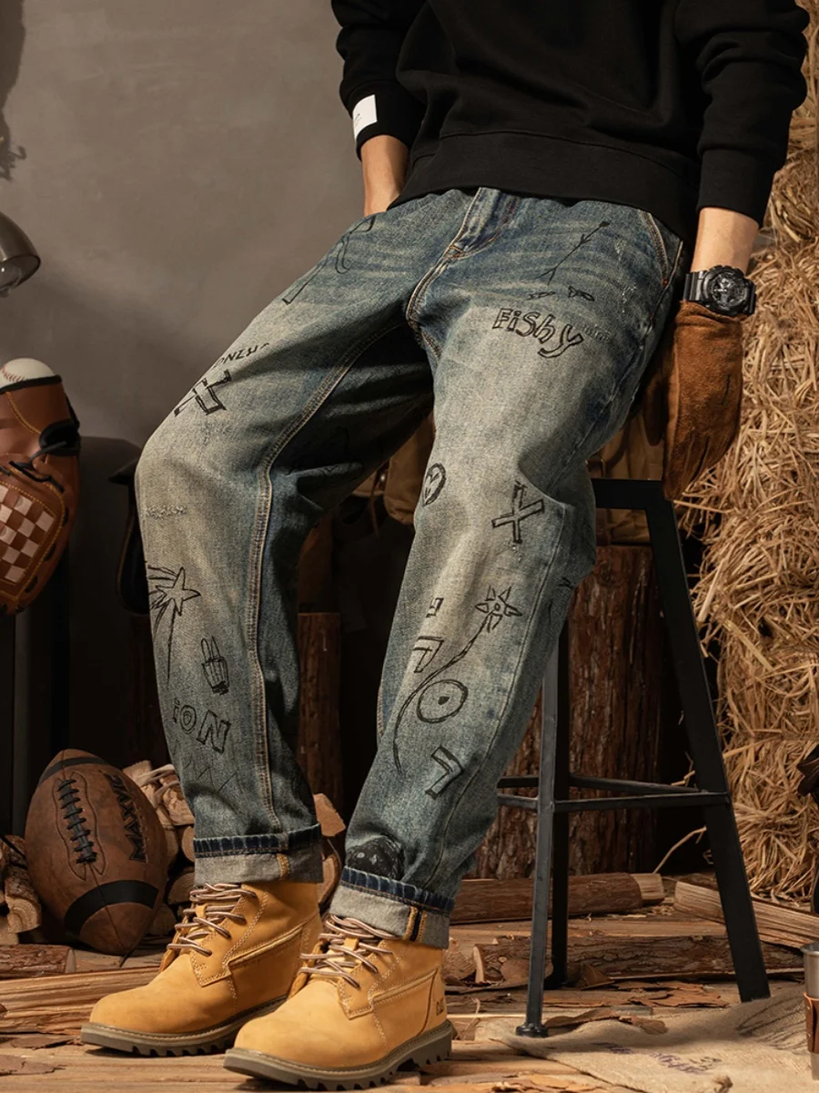 Свободные прямые мужские джинсы в стиле ретро в американском стиле, повседневные модные сезонные джинсовые брюки High Street Fiti на весну и осень
Свободные прямые мужские джинсы в стиле ретро в американском стиле, повседневные модные сезонные джинсовые брюки High Street Fiti на весну и осень