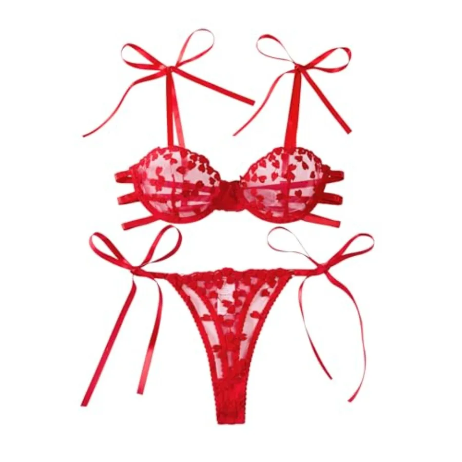 Lilosy Sexy Tie Side Embroide Underwire Push Up Cute Strappy Mesh Sheer Bachelorette Lingerie Set
Lilosy Sexy Tie Side Embroide Underwire Push Up Cute Strappy Mesh Sheer Bachelorette Lingerie Set