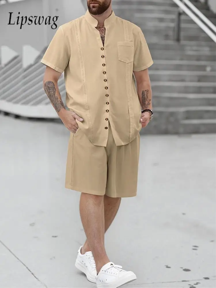 Outdoor Casual Pure Color Linen Outfits Men's Clothing Summer Vintage Stand Collar Button Shirt Two Piece Sets Men Fashion Suits
Outdoor Casual Pure Color Linen Outfits Men's Clothing Summer Vintage Stand Collar Button Shirt Two Piece Sets Men Fashion Suits