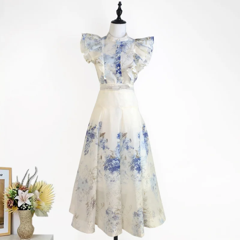 Real Shot Australia New Retro Printed Stand Collar Ruffle Stitching Shirt with Big Swing Skirt Fashion Suit
Real Shot Australia New Retro Printed Stand Collar Ruffle Stitching Shirt with Big Swing Skirt Fashion Suit