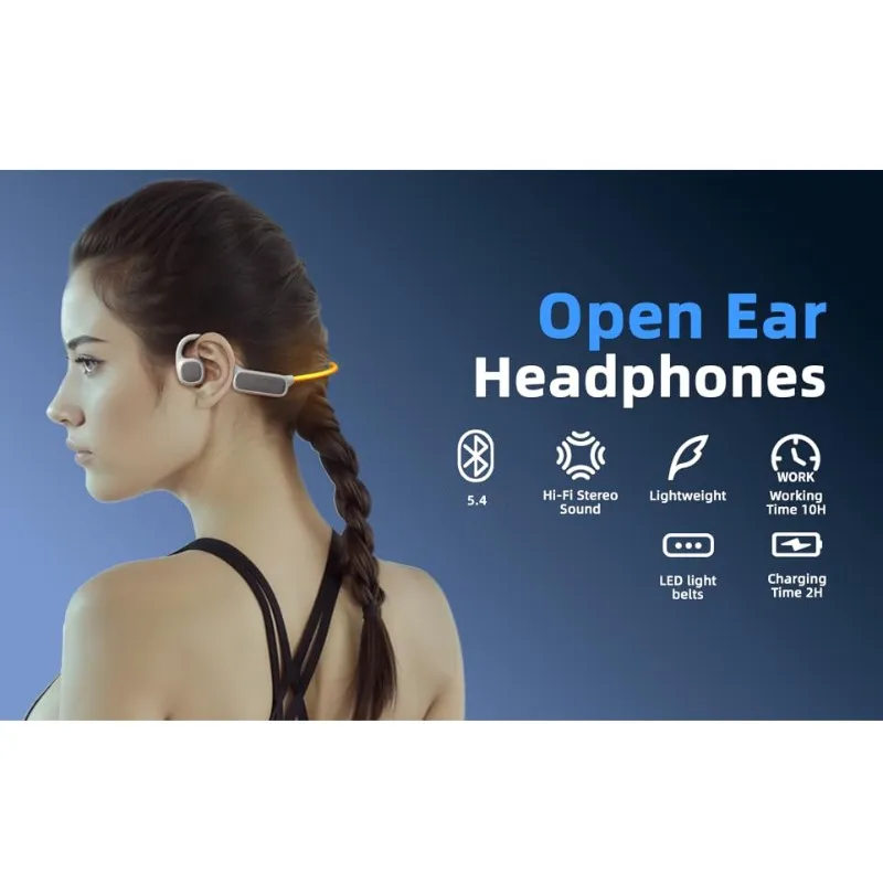 Наушники A003 с воздушной проводимостью, Bluetooth 5.4 и подсветкой — водонепроницаемость IPX6, до 8 часов автономной работы
Наушники A003 с воздушной проводимостью, Bluetooth 5.4 и подсветкой — водонепроницаемость IPX6, до 8 часов автономной работы