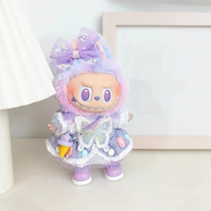 Детская одежда с подвеской Labubu, платье с фиолетовым бантом Lucky, маленькие аксессуары для кукольного костюма с конусом мороженого
Детская одежда с подвеской Labubu, платье с фиолетовым бантом Lucky, маленькие аксессуары для кукольного костюма с конусом мороженого