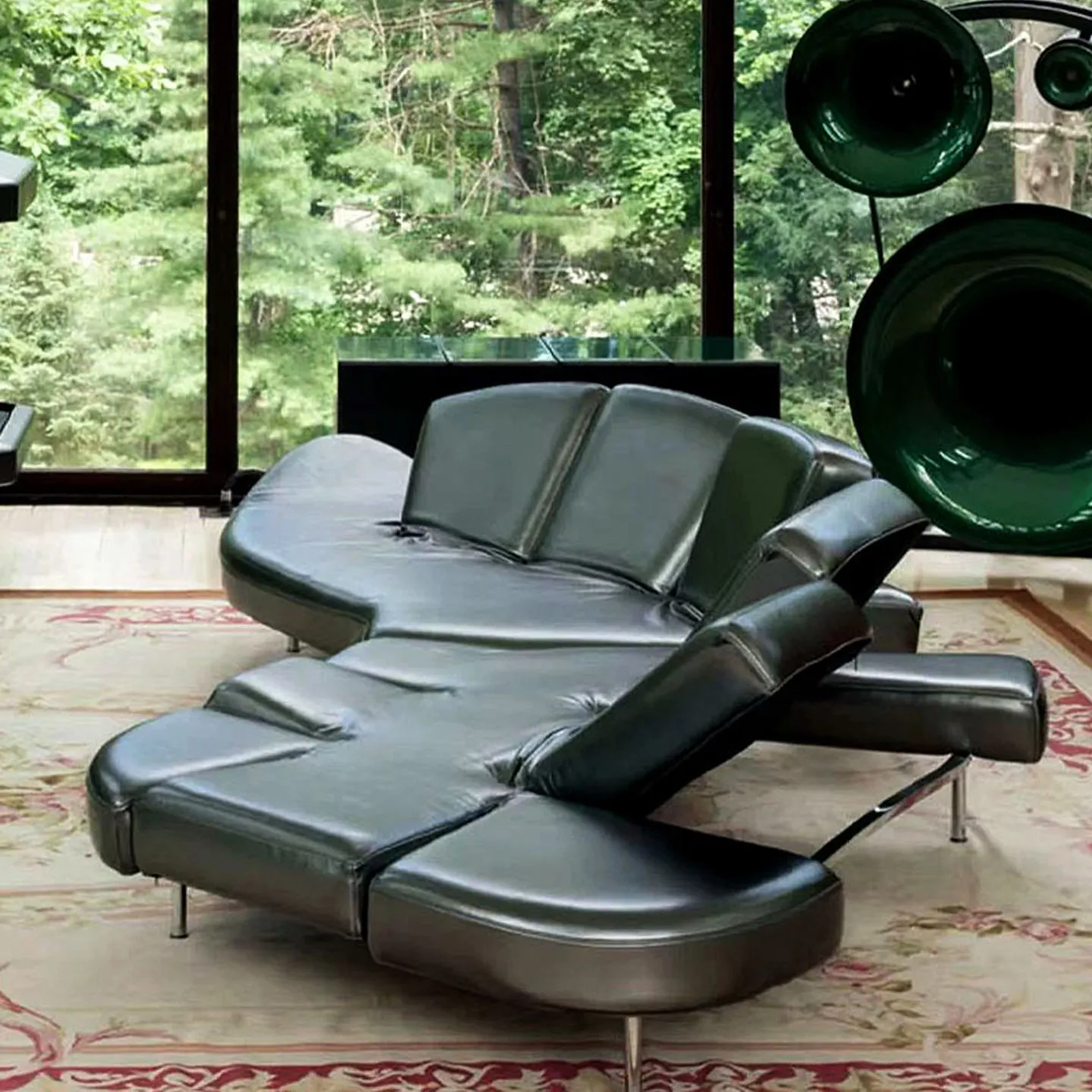 Curved designer creative stainless steel multifunctional leather sofa
Curved designer creative stainless steel multifunctional leather sofa