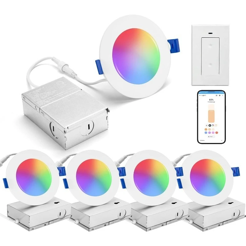 Lighting 4 inch 4 Pack RGBCW Dimmable, Downlight. Compatible with Alexa/Home Assistant/SmartThing
Lighting 4 inch 4 Pack RGBCW Dimmable, Downlight. Compatible with Alexa/Home Assistant/SmartThing