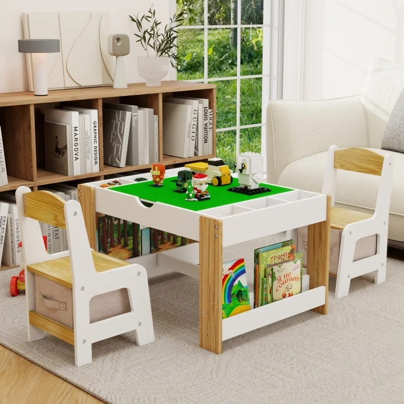 Kids In 1 Play & 2 Chairs Set With 7 Storage Compartments Compatible With LEGO Building Block Modern Activity Learning Table
Kids In 1 Play & 2 Chairs Set With 7 Storage Compartments Compatible With LEGO Building Block Modern Activity Learning Table
