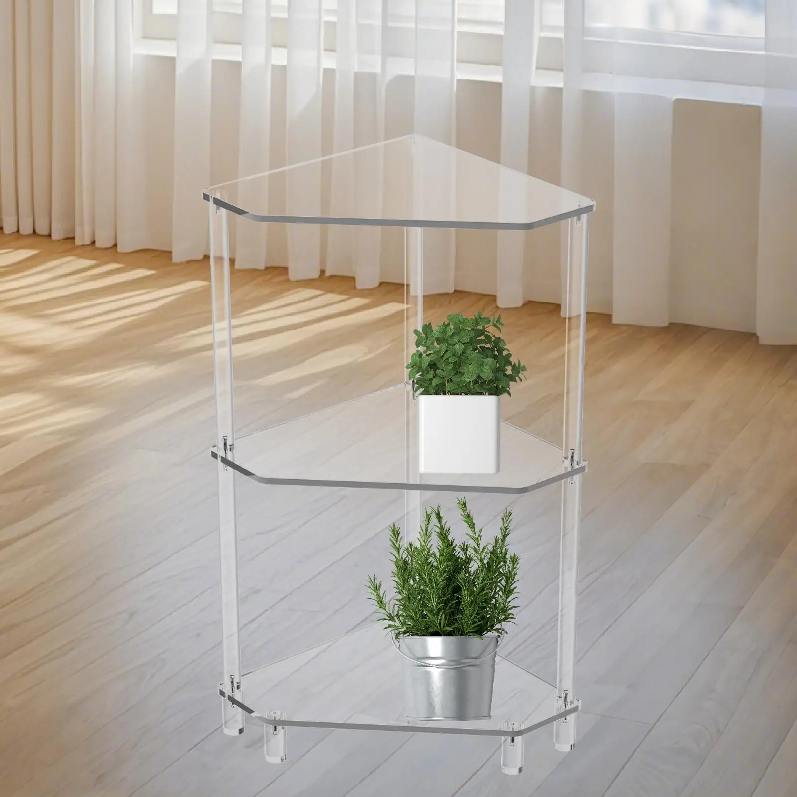 Corner Side Table 3 Tier, Modern End Table, Corner Shelf Stand for Bedroom Bathroom Restaurant Bedside Kitchen
Corner Side Table 3 Tier, Modern End Table, Corner Shelf Stand for Bedroom Bathroom Restaurant Bedside Kitchen