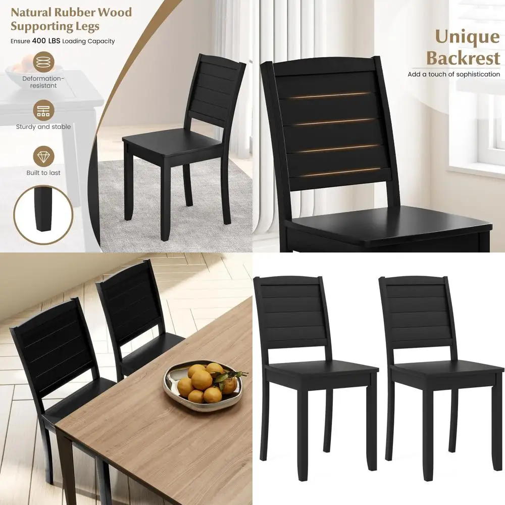 Set of 2 Elegant Dining Chairs with Rubberwood Legs, Curved Backrest, for Home or Restaurant Use, Black
Set of 2 Elegant Dining Chairs with Rubberwood Legs, Curved Backrest, for Home or Restaurant Use, Black