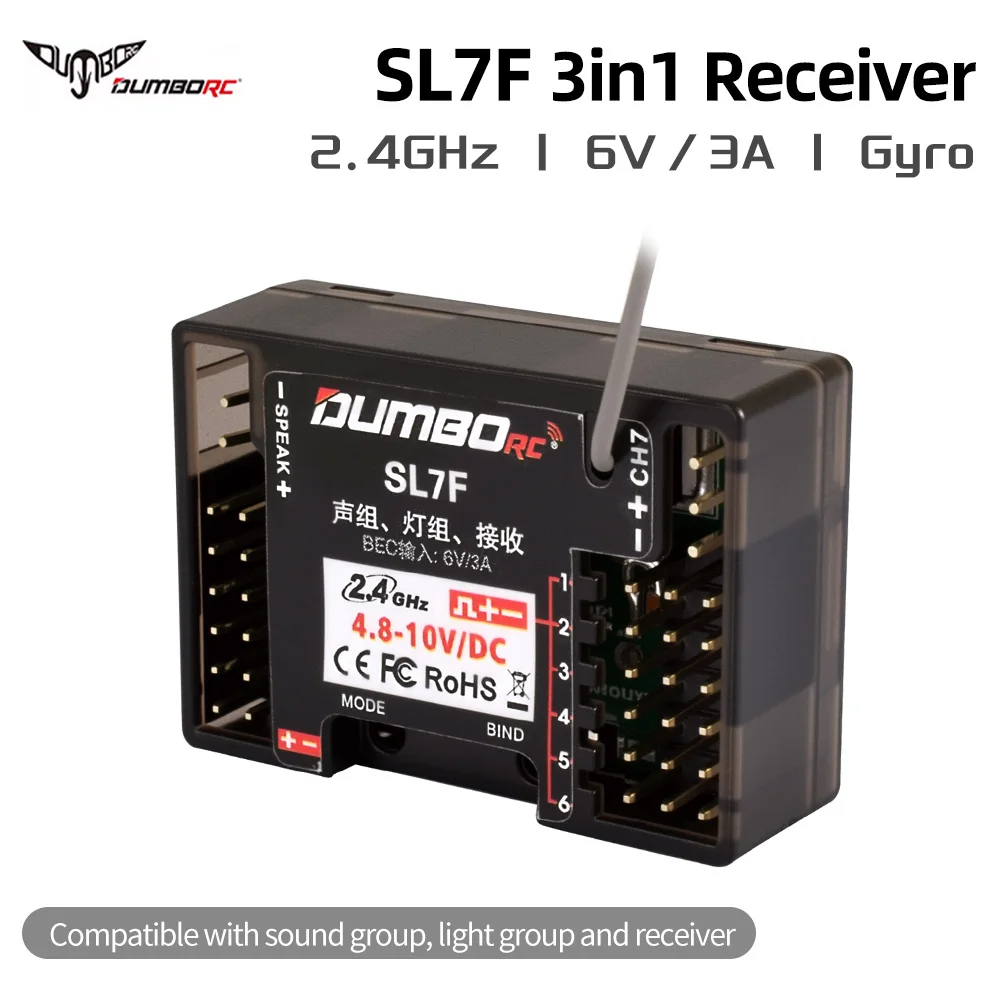 Приемник DumboRC 2,4 ГГц SL7F с гироскопом BEC 6 В/3 А Приемник световой группы 3 в 1 для всех передатчиков DumboRC
Приемник DumboRC 2,4 ГГц SL7F с гироскопом BEC 6 В/3 А Приемник световой группы 3 в 1 для всех передатчиков DumboRC