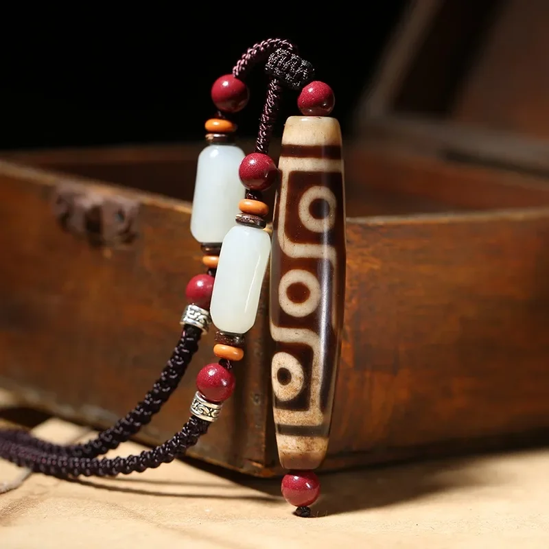 Natural Tibetan Genuine Nine-eye dzi Bead Necklace Pendant Amulet Jewelry Home Decoration Miniatures for Safe and Health Wishes
Natural Tibetan Genuine Nine-eye dzi Bead Necklace Pendant Amulet Jewelry Home Decoration Miniatures for Safe and Health Wishes
