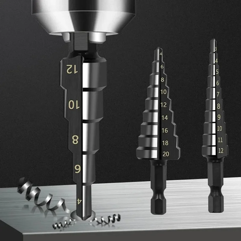 3 pieces of 4-20mm 3-12mm high-speed steel titanium coated step drill bits, high-speed steel metal woodworking tools
3 pieces of 4-20mm 3-12mm high-speed steel titanium coated step drill bits, high-speed steel metal woodworking tools