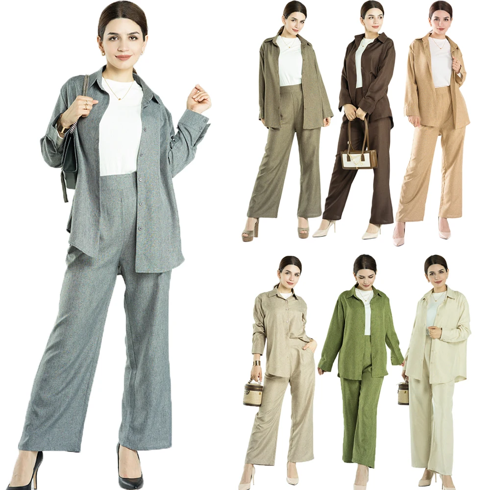 2 Piece Set Muslim Set Solid Color Casual Women Top Shirt Blouse+Long Pants Islamic Clothing Dubai Modesty Ramadan Outfits
2 Piece Set Muslim Set Solid Color Casual Women Top Shirt Blouse+Long Pants Islamic Clothing Dubai Modesty Ramadan Outfits