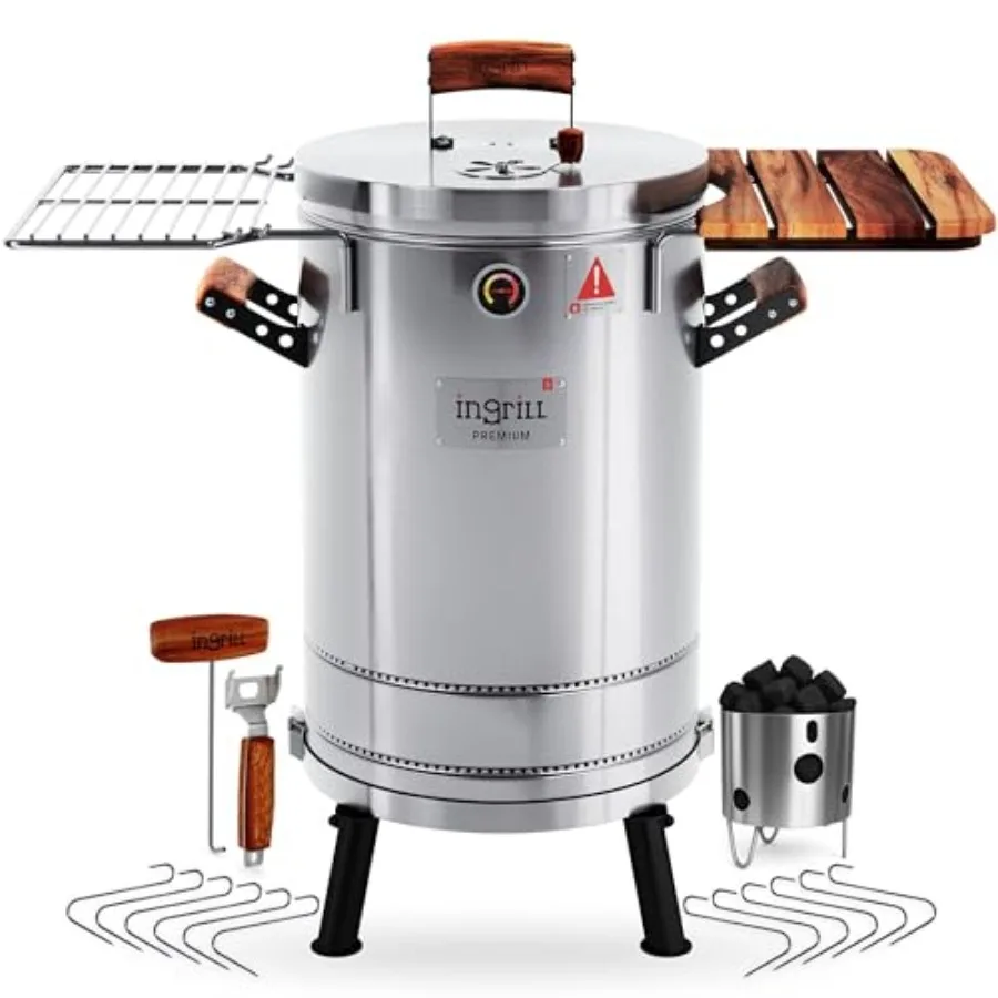 3-in-1 Stainless Steel Smoker Barrel Grill Portable Charcoal BBQ for Camping, Backyard Home Use, Silver, Durable Heat-Resistant
3-in-1 Stainless Steel Smoker Barrel Grill Portable Charcoal BBQ for Camping, Backyard Home Use, Silver, Durable Heat-Resistant