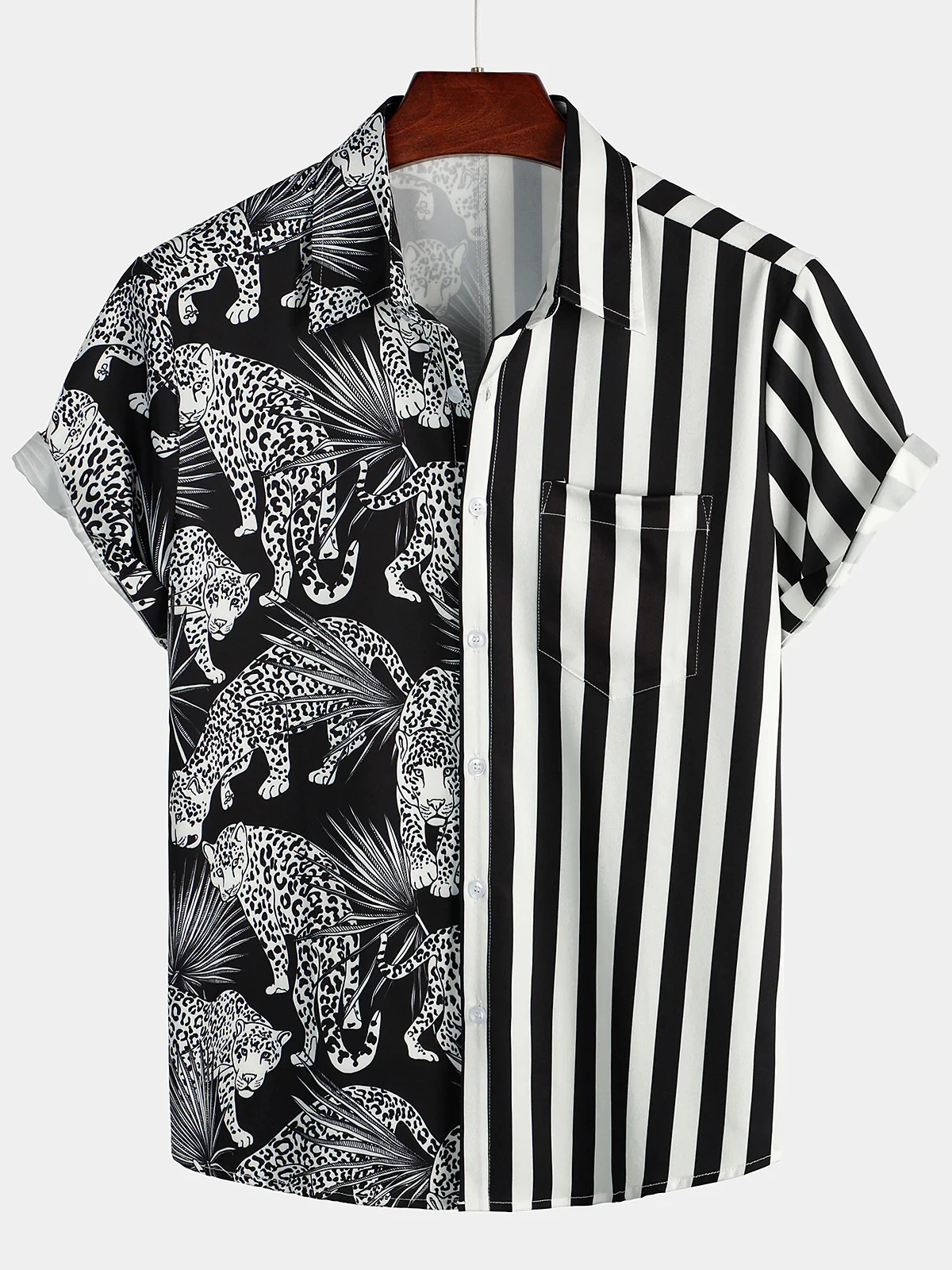 Men's Leopard and Stripe Pocket Holiday Shirt Shirt Summer Hawaiian Casual Short Sleeve Shirt
Men's Leopard and Stripe Pocket Holiday Shirt Shirt Summer Hawaiian Casual Short Sleeve Shirt