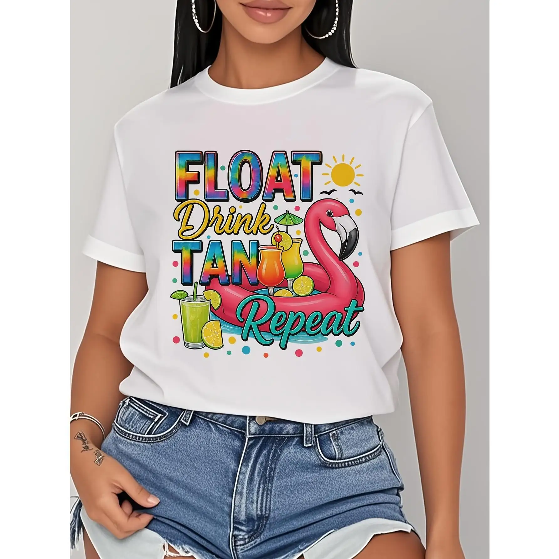 Float Drink Tan Repeat: A Comfortable And Breathable Women'S T-Shirt Suitable For All Seasons With A Round Neck Design. Recommen
Float Drink Tan Repeat: A Comfortable And Breathable Women'S T-Shirt Suitable For All Seasons With A Round Neck Design. Recommen