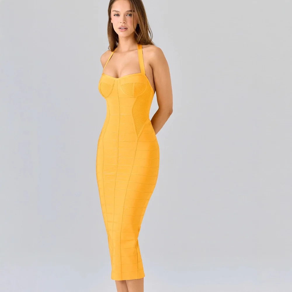 Orange Striped Bandage Party Dress Women's Sleeveless Backless Tight Fit Gown mid Waist Design No Sleeve Elegant Style
Orange Striped Bandage Party Dress Women's Sleeveless Backless Tight Fit Gown mid Waist Design No Sleeve Elegant Style