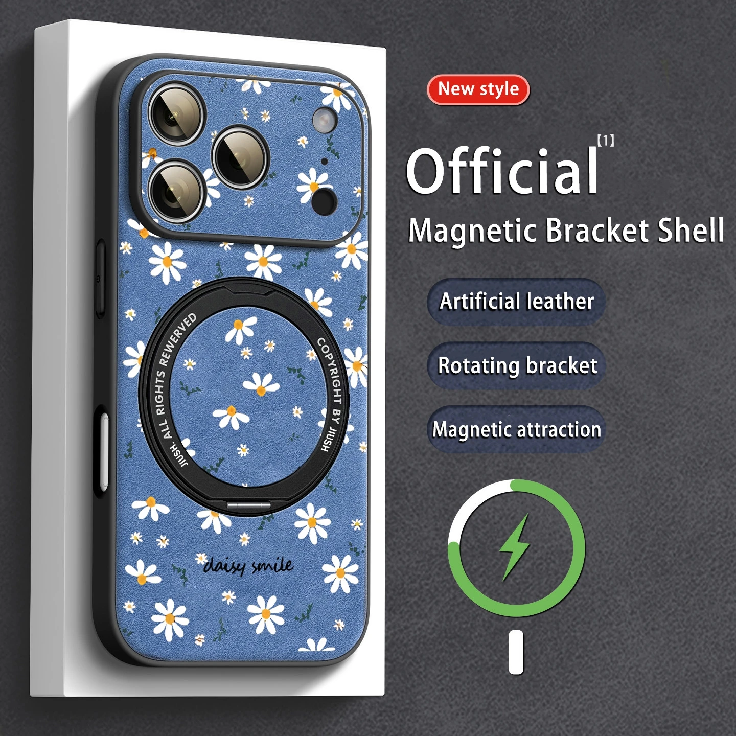 Полноэкранный чехол Ins с рисунком ромашки подходит для iPhone 17-13Pro Max/iPhone 17-13Pro/iPhone17-13, магнитный вращающийся кронштейн
Полноэкранный чехол Ins с рисунком ромашки подходит для iPhone 17-13Pro Max/iPhone 17-13Pro/iPhone17-13, магнитный вращающийся кронштейн
