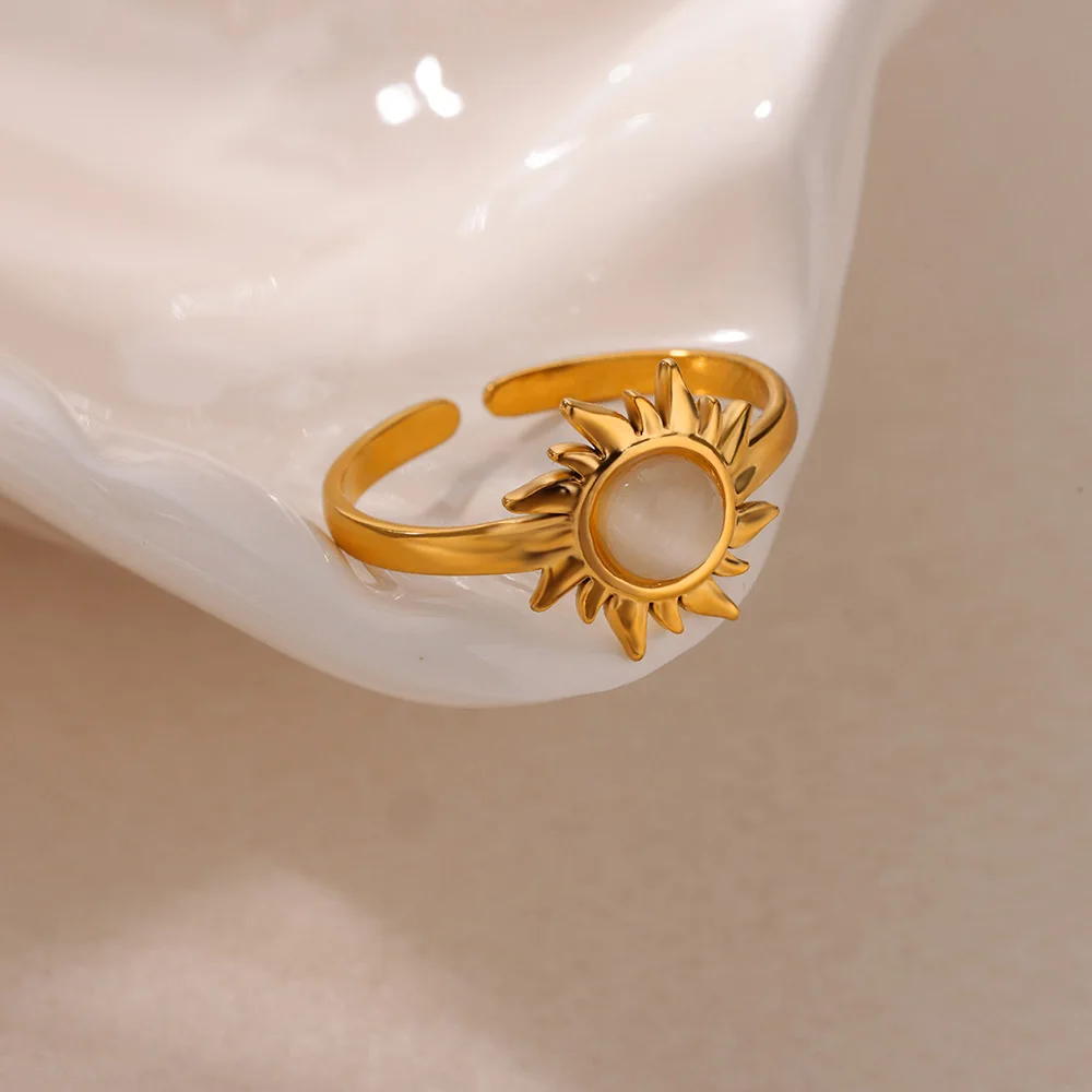 Fashion Opal Sun Rings For Women Men Opening Gold Color Stainless Steel Ring Wedding Aesthetic Jewelry Party Gift Bague
Fashion Opal Sun Rings For Women Men Opening Gold Color Stainless Steel Ring Wedding Aesthetic Jewelry Party Gift Bague