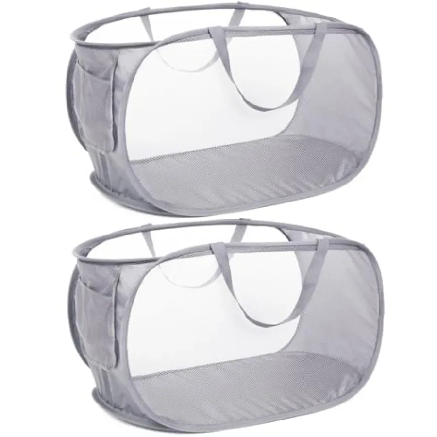 Durable Collapsible Laundry Baskets, Mesh Pop Up Laundry Hamper with Side Pocket, Foldable Clothes Hamper with Reinforced Carry
Durable Collapsible Laundry Baskets, Mesh Pop Up Laundry Hamper with Side Pocket, Foldable Clothes Hamper with Reinforced Carry