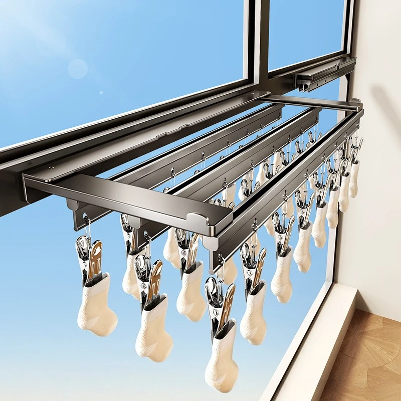 Socks Drying Rack Balcony Drying Socks Artifact Multi-clip Invisible Telescopic Drying Rack Multifunctional Underwear Hanger
Socks Drying Rack Balcony Drying Socks Artifact Multi-clip Invisible Telescopic Drying Rack Multifunctional Underwear Hanger