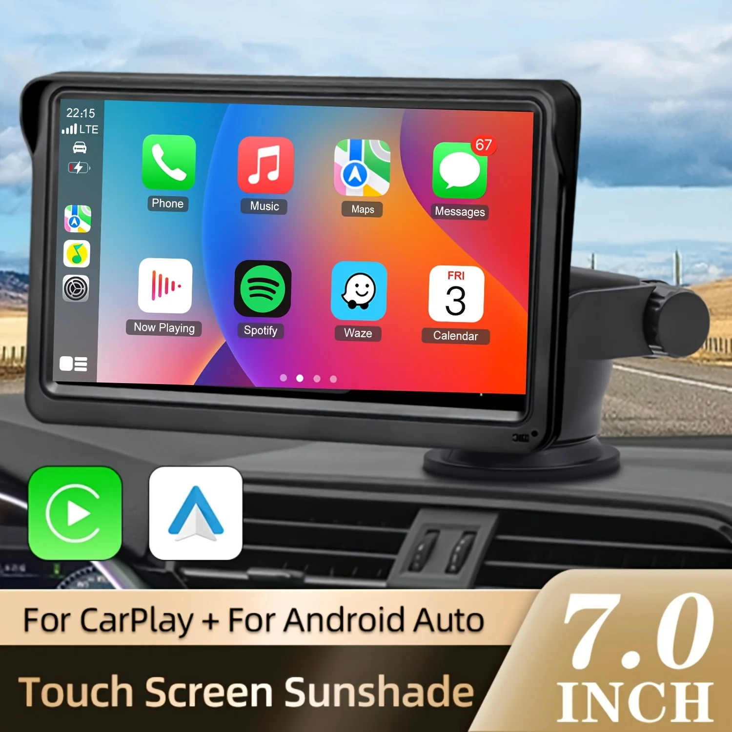 2026 New 7-inch Wireless Car Display With Built-in Audio System, Ultra HD Touchscreen, Backup Camera, Dashcam, Wireless Connectivity, GPS Navigation, Supports CarPlay And Android Auto, Mirror Link, FM Radio, AUX/USB/TF Ports. Fits All Vehicle
2026 New 7-inch Wireless Car Display With Built-in Audio System, Ultra HD Touchscreen, Backup Camera, Dashcam, Wireless Connectivity, GPS Navigation, Supports CarPlay And Android Auto, Mirror Link, FM Radio, AUX/USB/TF Ports. Fits All Vehicle