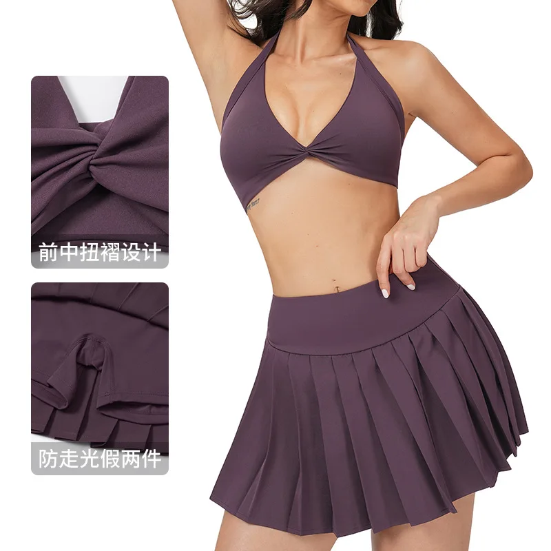 Zechuang Fashion shorts, nude yoga set, pleated tight sports set, women's outdoor short skirt, running fitness vest, yoga wear
Zechuang Fashion shorts, nude yoga set, pleated tight sports set, women's outdoor short skirt, running fitness vest, yoga wear