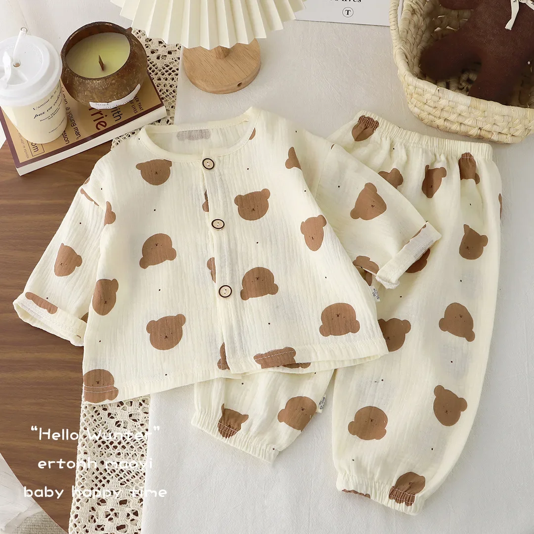 Kids Summer Thin Pajamas 2025 Boys Girls Cute Cartoon Print Long Sleeve Cotton Yarn Clothing Sets Pyjamas Baby Casual Sleepwear
Kids Summer Thin Pajamas 2025 Boys Girls Cute Cartoon Print Long Sleeve Cotton Yarn Clothing Sets Pyjamas Baby Casual Sleepwear