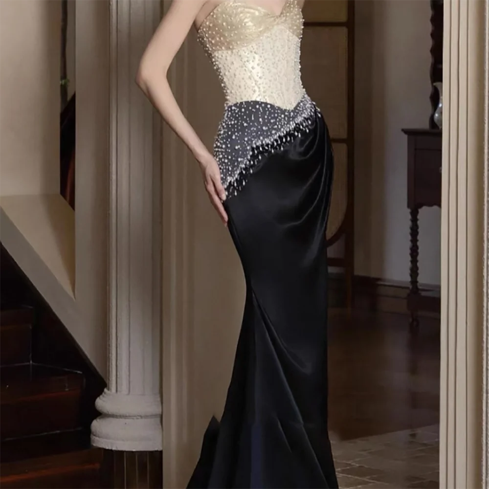 Luxury Sweetheart Beading Sleeveless Pleat Mermaid Formal Evening Dresses Birthday Party Prom Gowns Customized 
Luxury Sweetheart Beading Sleeveless Pleat Mermaid Formal Evening Dresses Birthday Party Prom Gowns Customized