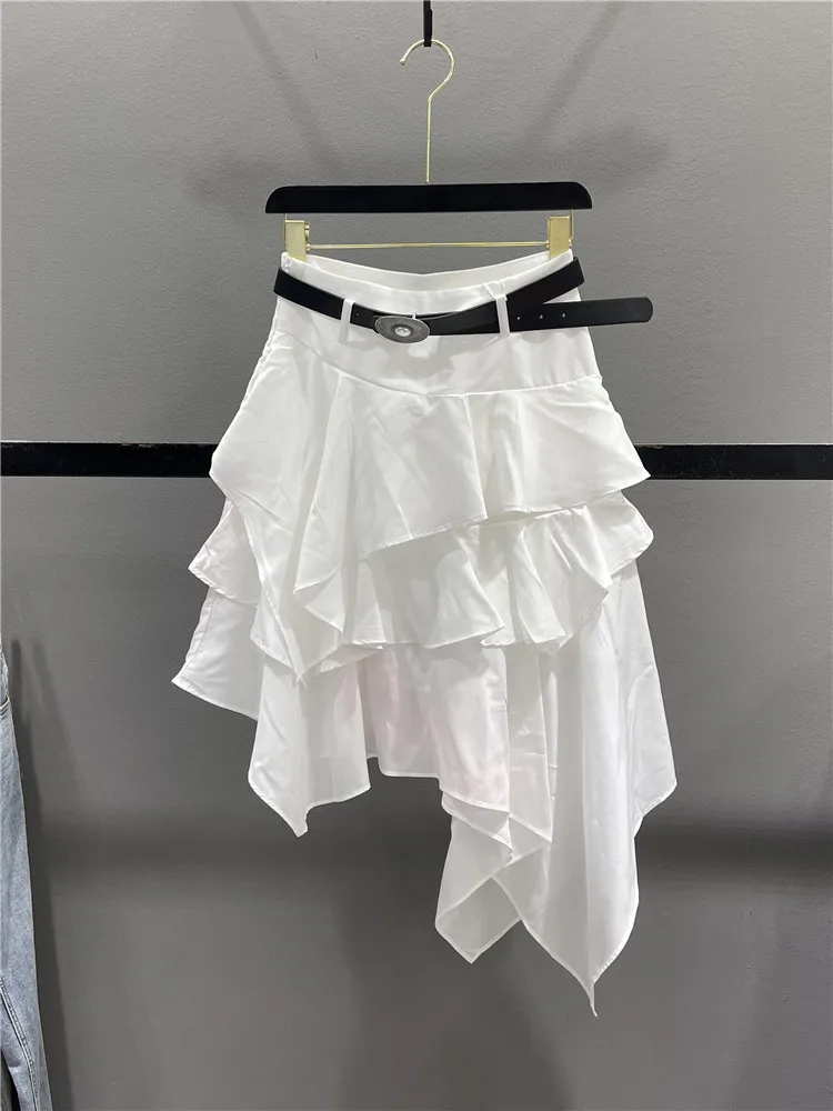 White Asymmetrical Hem Half Skirt Women's Summer New Design Slimming A-Line Cake Skirt Casual Style No Zipper Closure
White Asymmetrical Hem Half Skirt Women's Summer New Design Slimming A-Line Cake Skirt Casual Style No Zipper Closure