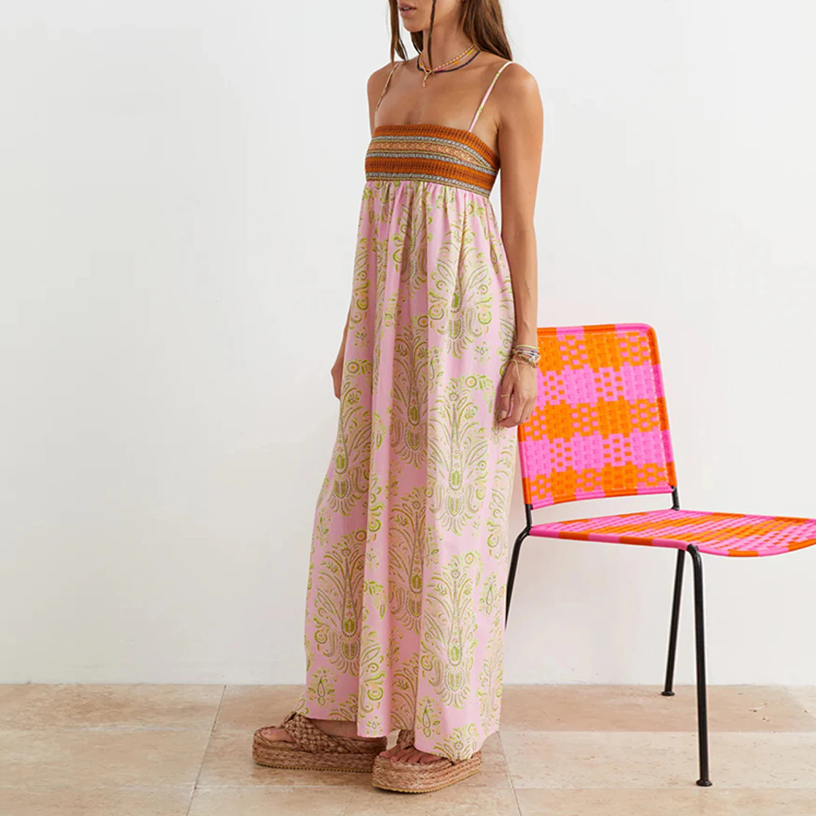 Women Spaghetti Strap Dress Vintage Print Boat Neck Sleeveless Backless Cami Long Bodice Dresses
Women Spaghetti Strap Dress Vintage Print Boat Neck Sleeveless Backless Cami Long Bodice Dresses
