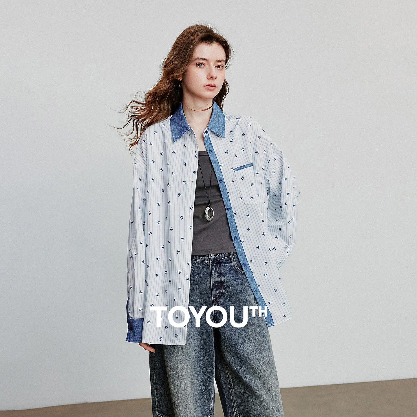 TOYOUTH Women Blouse Shirt 2025 Autumn New Striped Bowknot Printed Denim Patchwork Long Sleeve Blusa Tops
TOYOUTH Women Blouse Shirt 2025 Autumn New Striped Bowknot Printed Denim Patchwork Long Sleeve Blusa Tops