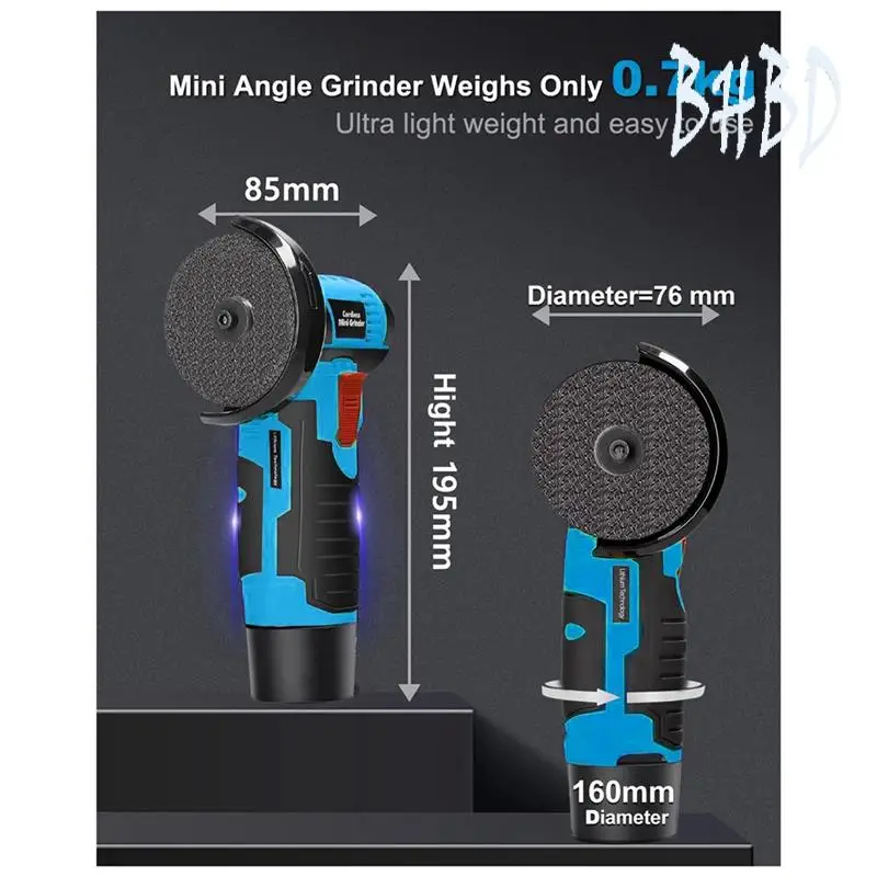 BHBD-Cordless Mini Angle Grinder Set Small Angle Grinder Tool Kit With 2 Pack 12V Batteries, 19500 RPM Power Angle Grinders, US
BHBD-Cordless Mini Angle Grinder Set Small Angle Grinder Tool Kit With 2 Pack 12V Batteries, 19500 RPM Power Angle Grinders, US