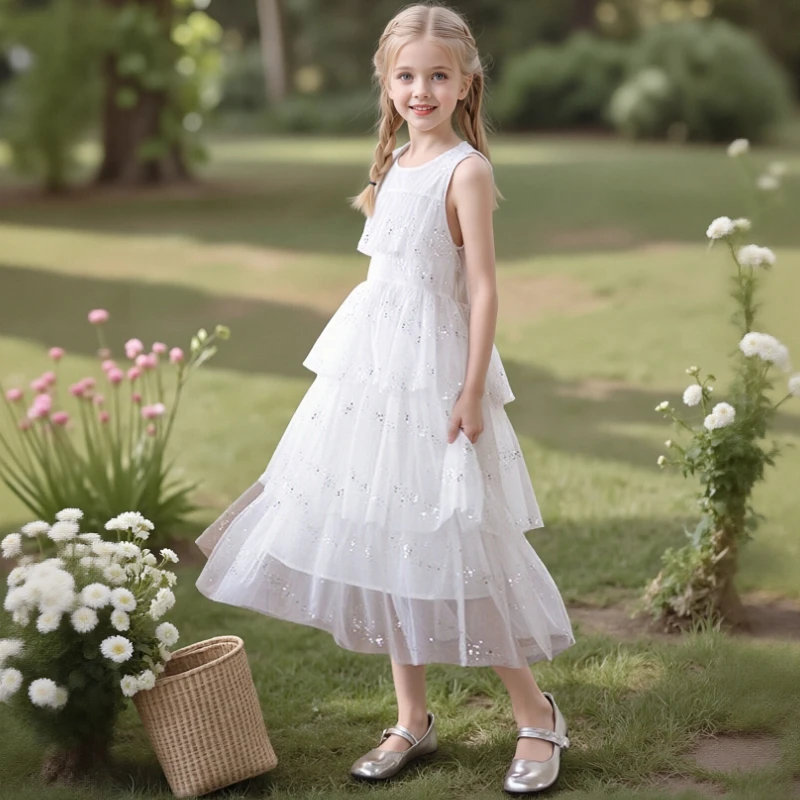 Girls Sparkle Tulle Tiered Dress Kids Sleeveless Princess Dress Summer Children Birthday Party Wedding Flower Girl Beach Outfit
Girls Sparkle Tulle Tiered Dress Kids Sleeveless Princess Dress Summer Children Birthday Party Wedding Flower Girl Beach Outfit