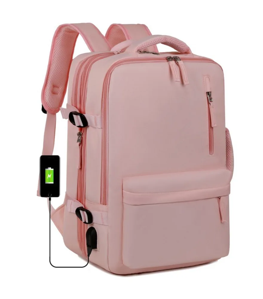 Pink expandable laptop backpack with external USB anti splash fabric for ladies daily commute shopping weekend travel
Pink expandable laptop backpack with external USB anti splash fabric for ladies daily commute shopping weekend travel