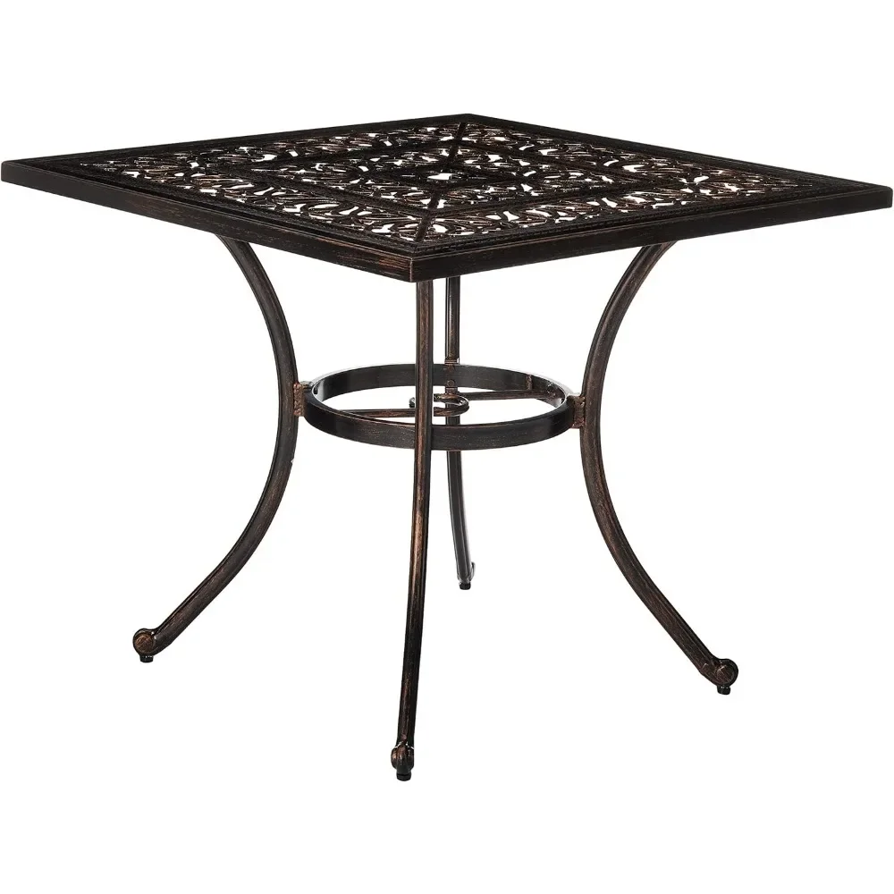 34.75"D X 34.75"W X 28.75"H Patio Table with Cut-out Design, Powder Coating, Square Cast Aluminum Outdoor Table
34.75"D X 34.75"W X 28.75"H Patio Table with Cut-out Design, Powder Coating, Square Cast Aluminum Outdoor Table