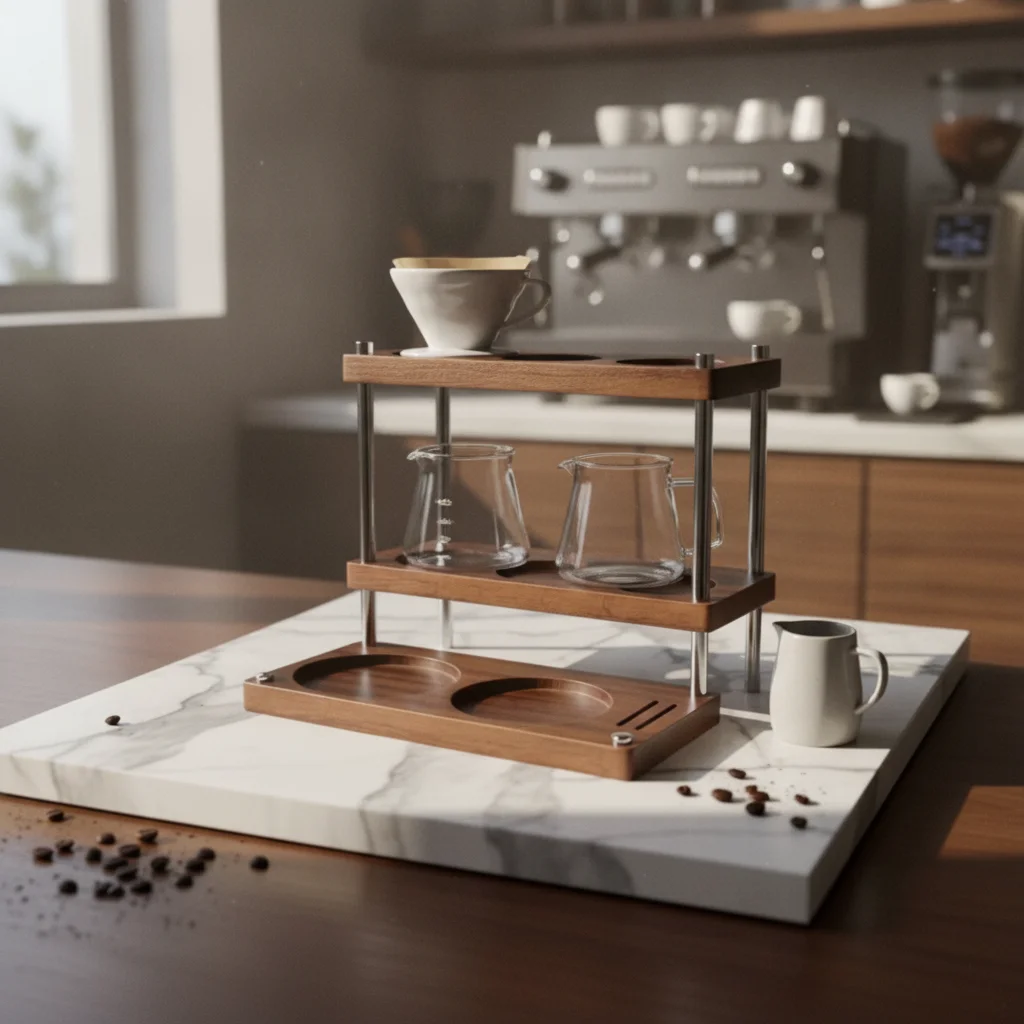 Coffee Tamper Stand Walnut-Toned Tamping Station with Tamper Holder Espresso Tool Organizer Solid Wood for Baristas
Coffee Tamper Stand Walnut-Toned Tamping Station with Tamper Holder Espresso Tool Organizer Solid Wood for Baristas