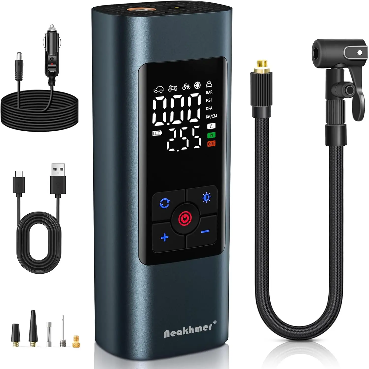 Беспроводной светодиодный насос для накачивания шин 150 фунтов на квадратный дюйм с автоматическим выключением для автомобилей, велосипедов, мотоциклов, инструмент для мойки и обслуживания автомобилей 
Беспроводной светодиодный насос для накачивания шин 150 фунтов на квадратный дюйм с автоматическим выключением для автомобилей, велосипедов, мотоциклов, инструмент для мойки и обслуживания автомобилей