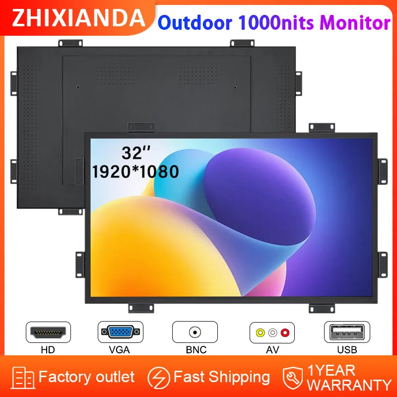 1000 Nits Outdoor Use 32 inch Open Frame Monitor LCD Touch Display Metal Shell for Industry with VGA HD AV BNC USB Inport
1000 Nits Outdoor Use 32 inch Open Frame Monitor LCD Touch Display Metal Shell for Industry with VGA HD AV BNC USB Inport