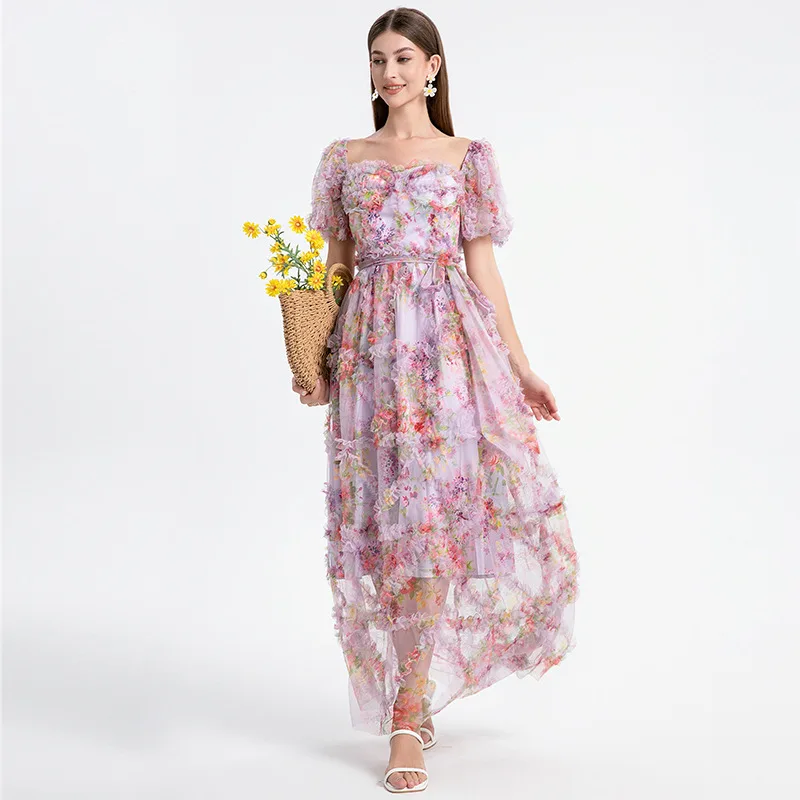 Heavy Gauze Printing Splicing Lotus Edge Waist Slimming Medium Long Pompadour Dress
Heavy Gauze Printing Splicing Lotus Edge Waist Slimming Medium Long Pompadour Dress
