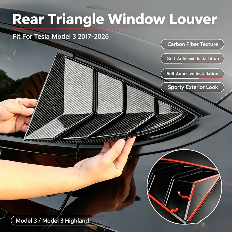 For Tesla Model 3 2017-2023 Model 3 Highland 2024+ Rear Side Window Triangle Louver Splitter Vent Sticker Trim Accessories
For Tesla Model 3 2017-2023 Model 3 Highland 2024+ Rear Side Window Triangle Louver Splitter Vent Sticker Trim Accessories