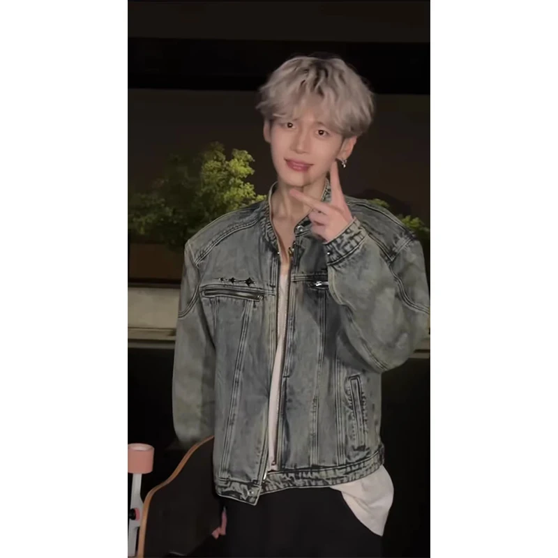 Синяя мужская джинсовая куртка с подплечниками в американском уличном стиле, Cleanfit, на молнии, с длинными рукавами, свободного кроя
Синяя мужская джинсовая куртка с подплечниками в американском уличном стиле, Cleanfit, на молнии, с длинными рукавами, свободного кроя