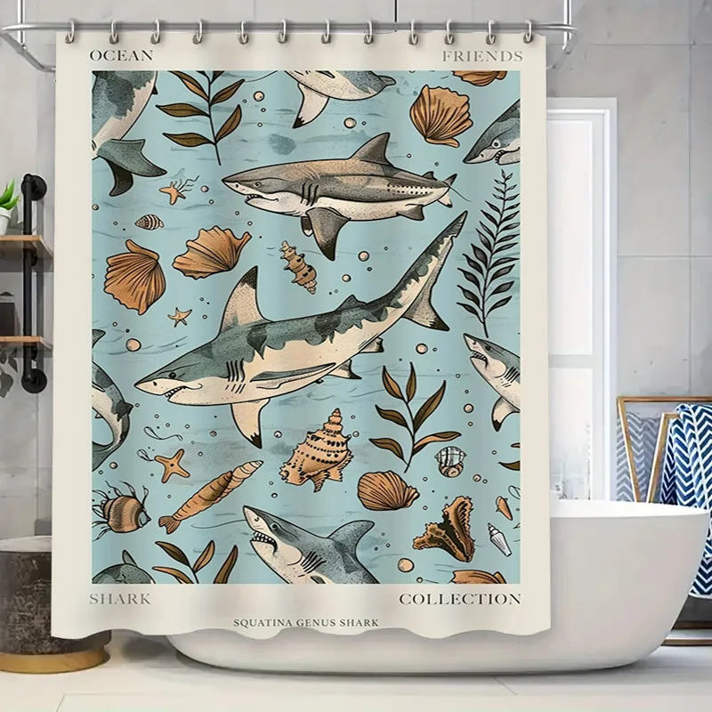 Занавеска для душа с принтом акулы, коллекция Ocean Friends, синий, белый цвет, льняной декор для ванны для украшения дома, ванны для ванной комнаты, размер 180 см x 240
Занавеска для душа с принтом акулы, коллекция Ocean Friends, синий, белый цвет, льняной декор для ванны для украшения дома, ванны для ванной комнаты, размер 180 см x 240